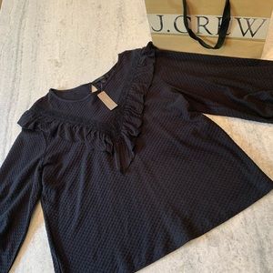 J Crew Ruffle Shirt Large Black